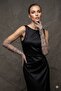 Noctyra Pearl Mesh Couture Gray Gloves – Long Tulle with Pearl Detail, Luxurious Event Accessory - 4