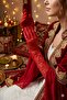 Red Veloura Couture Long Lace Gloves – Full Finger Luxury Bridal and Event Accessory - 3