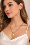 Gold Color Cute Figure Stainless Steel Necklace Earring Set Unisex