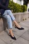 Pelso Women's Navy Blue Genuine Leather Suet Mini Heel Slingback Shoes - 4