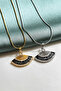 Zircon Stone Steel Fan Necklace - 3
