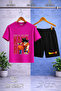 Children's Goku Back Writing Printed Punch Printed Crew Neck T-Shirt - Shorts Set