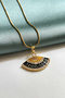 Zircon Stone Steel Fan Necklace