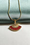 Zircon Stone Steel Fan Necklace - 2