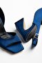 Mila Women's Navy Blue Satin Special Design Heeled Shoes - 4