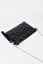 Women's Black Star Embroidered Patent Leather Portfolio Handbag and Clutch Bag with Chain Strap - 2