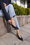 Pelso Women's Navy Blue Genuine Leather Suet Mini Heel Slingback Shoes - 6