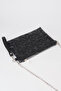 Women's Black Star Embroidered Faux Leather Portfolio Handbag and Clutch Bag with Chain Strap - 5