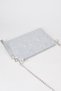 Women's Silver Glitter Star Embroidered Faux Leather Portfolio Handbag and Clutch Bag with Chain Strap - 4