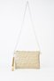 Women's Yellow Glittery Star Embroidered Faux Leather Portfolio Handbag and Clutch Bag with Chain Strap - 4