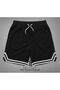 2in1 Black and White Combed Cotton Shorts Sports Bermuda Stripe 2-Piece Basketball Football Fitness Training Shorts - 3