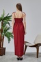 Patterned Cotton Long Summer Women's Dress with Shoulder Straps and Gathered Details - 5