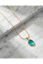 Aqualis Oval Blue Stone Steel Necklace - 2