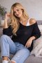Women's Boat Neck Black Openwork Seasonal Knitwear Sweater - 3