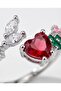 Melvra Heart Shaped Zircon Stone Flower Branch Detailed Adjustable Ring - 5