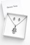 Stainless Steel Hamsa Hand Necklace Earring Set Silver Color Unisex Jewelry - 4