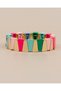 Polvira Gold Transitional Trapezoidal Slice Porcelain Coated Elastic Bracelet - 2