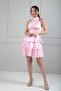 Women's Halter Neck Lined Layered Short Satin Dress - 3