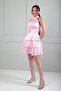 Women's Halter Neck Lined Layered Short Satin Dress - 2