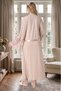 New Season Beige Lace Detailed Special Design 100% Cotton Full Length Maternity Maternity Dressing Gown Nightgown Set - 5