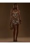 Women's Beige Sequined Crop-Top Bikini Top-Beachwear Summer Festival Rave Party Combination - 4
