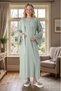 New Season Green Lace Summer Special Design 100% Cotton Full Length Maternity Pajamas Nightgown Set - 4
