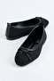 Women's Tweed Fabric Thin Bow Round Toe Ballerinas - 2