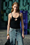 Faustina Women's Soft and Flexible Fabric Body-Fitting Black Blouse with Straps and Snap Fasteners - 3