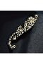AS SHOWN A Gold-Toned Leopard Brooch - Black & Clear Crystals, Green Crystal Eyes, 3D Lifelike Shape - 3