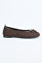 Women's Tweed Fabric Thin Bow Round Toe Ballerinas - 3
