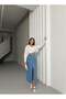 Women's High Waist Buttoned Slit Midi Jean Skirt Light Blue - 6