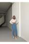 Women's High Waist Buttoned Slit Midi Jean Skirt Light Blue - 5