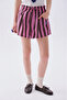 Women's Pink Embroidered Striped Comfort Fit Shorts - 3