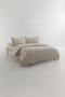 Kelda 100% Cotton Double Ranforce Duvet Cover Set - Beige - 2