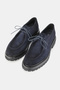Men's Dark Blue Suede Genuine Natural Leather 39-45-46 Size Eva Sole Lace-Up Oxford Shoes - 2