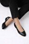 Black Open-Sided Bow Women's Ballerina Classic Stylish Daily Lightweight Sandals - 3
