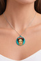 Frida Kahlo Portrait Printed Round Pendant Silver Color Chain 60 cm Unisex - 2