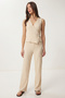 Textured Flexible Knitted Set with Gold Accessories Laz0006 Cream - 2