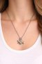 Green Natural Stone Unisex Necklace with Triple Moon Figure 60 cm Chain - 2