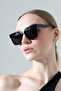Women's Black Frame Black Glass Sunglasses - 2