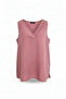 Sleeveless Cotton V-Neck Pleated Blouse - 6