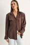 Women's Bitter Brown Padded Cross-Cover Detailed Asymmetrical Wide Cuff Modal Shirt 4206 60286105 - 2