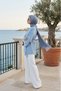 Blue Women's Belted Hijab Kimono 1177 - 5