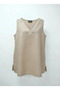 Sleeveless Cotton V-Neck Pleated Blouse - 5