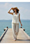 Sleeveless Cotton V-Neck Pleated Blouse - 3