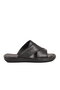 Black Genuine Leather Men's Flat Slippers - 2