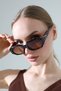 Women's Brown Frame Brown Glass Gold Handle Detailed Sunglasses - 7