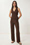 Textured Flexible Knitted Set with Gold Accessories Laz0006 Brown - 2