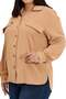 Plus Size Long Sleeve Mink Shirt with Pocket Detail - 5