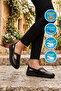 Black genuine leather women's casual shoes - 3